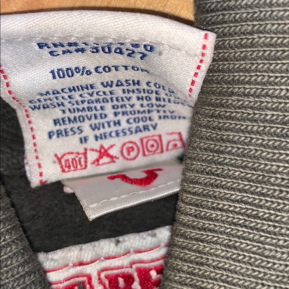 TRUE RELIGION Olive Dye Collar Zip Jersey Sweater - Picture 8 of 8